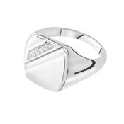 Sterling Silver Cubic Zirconia Gents Signet Ring image