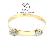 Boxing Baby Bangle in 9ct Gold with Double CZ Boxing Gloves