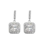 Sterling Silver Cubic Zirconia Classic Square Drop Earrings image