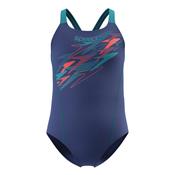 Speedo Medley Logo Medalist Swimsuit Girl's (Navy Blue) image