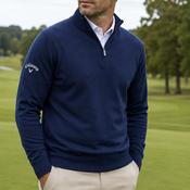 Callaway Quarter Zip Merino Wool Lined Windproof Sweater Men's (Navy Blue 410) image