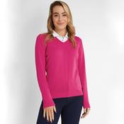 Green Lamb Gigi Superwool Vee Neck Sweater Ladies (Cerise) image