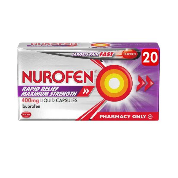 Nurofen Rapid Relief 400mg Liquid Capsules 20 Pack - Fast Acting Ibuprofen