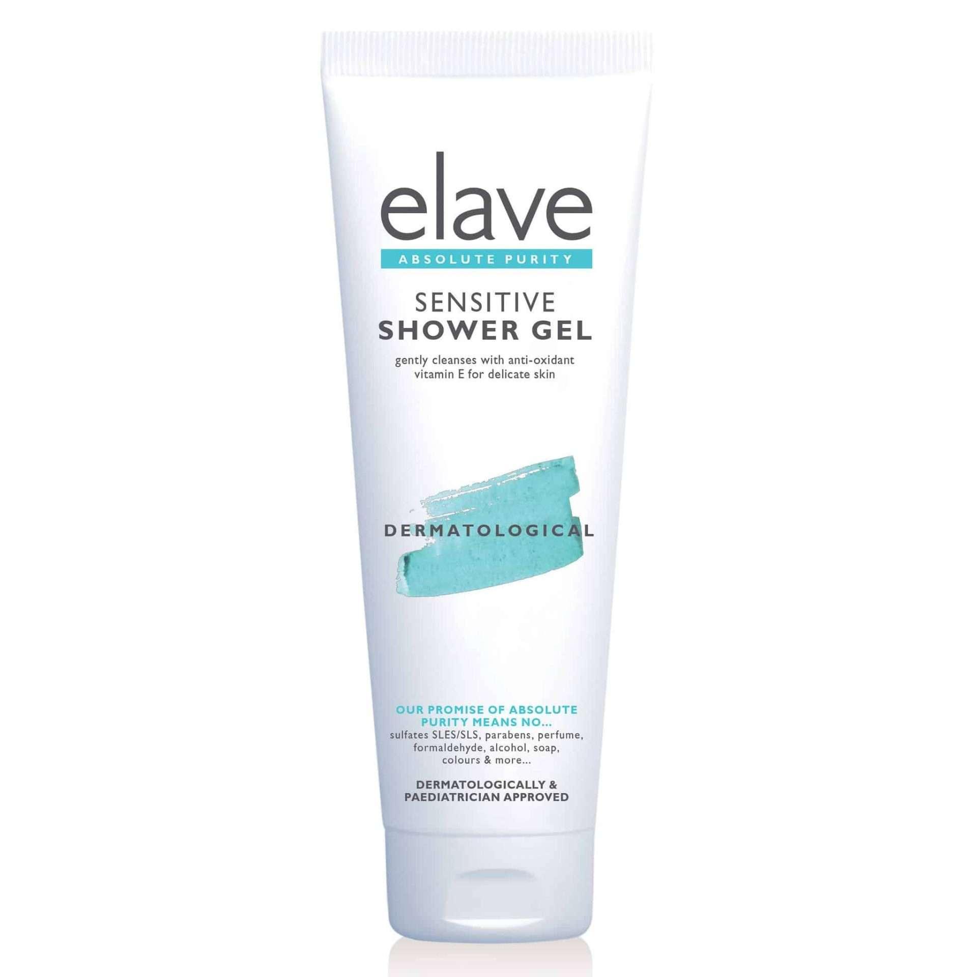 Elave Shower Gel 250ml Sensitive Care with Vitamin E, No Sulfates, No Parabens, Vegan