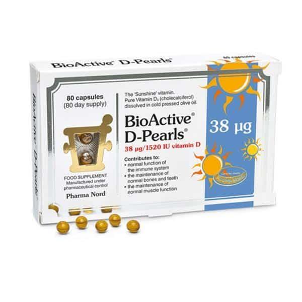 BioActive D-Pearls 38mcg Vitamin D Supplement 80 Capsules Pharma Nord
