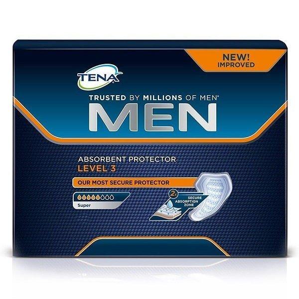 TENA Men Active Fit Absorbent Protector Level 3 Pads 8pcs - Dry Protection, Odour Control