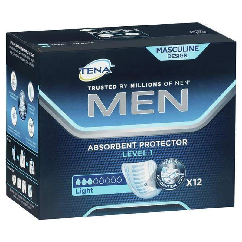 TENA Men Active Fit Absorbent Protector Level 1 12 Pack - Dry, Odour Control, Secure Protection