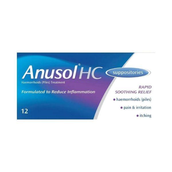 Anusol HC Suppositories for Haemorrhoids (piles) - Rapid Soothing Relief, Reduce Inflammation, 12 Count