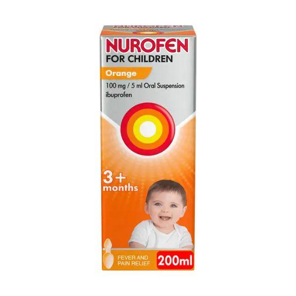 Nurofen for Children Orange 100mg/5ml 200ml Oral Suspension for Fever and Pain Relief