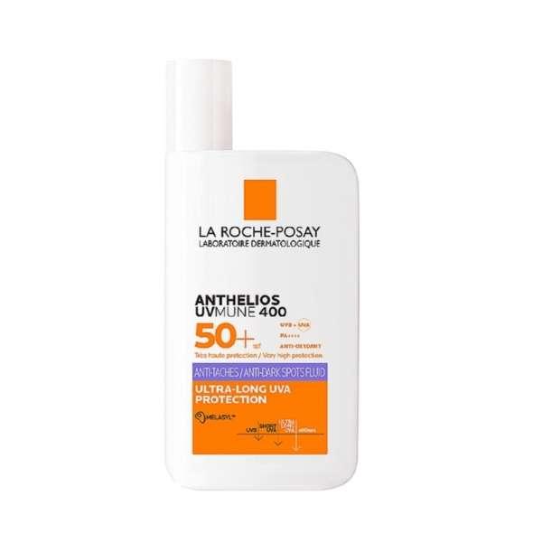 La Roche-Posay Anthelios UVMune 400 Anti-Dark Spots Fluid SPF50+ Size 50ml Ultra-Long UVA Protection Melasyl Water Sweat Sand Resistant Fragrance-Free