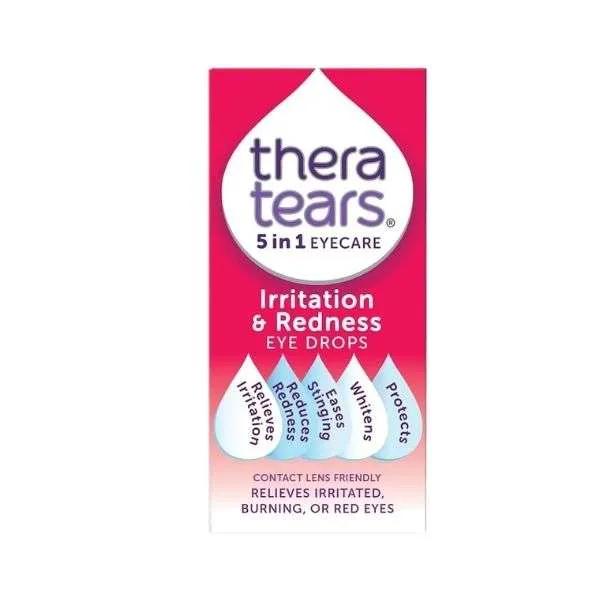 TheraTears Irritation & Redness Eye Drops 10ml - 5-in-1 Action, Relieves Irritation, Reduces Redness, Eases Stinging, Whitens, Protects, Hydrates, Lubricates, Contact Lens Friendly