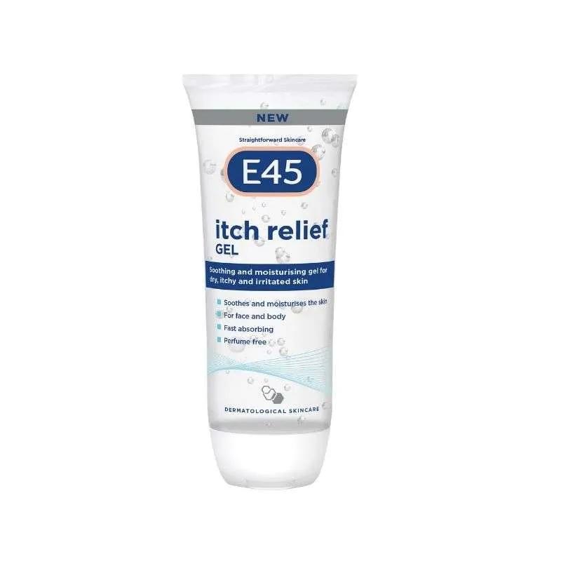 E45 Itch Relief Gel 100ml Soothes and moisturises the skin, For face and body, Fast absorbing, Perfume free