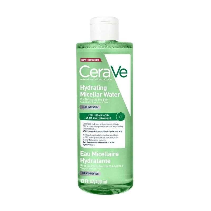 CeraVe Hydrating Micellar Water for Dry Normal Skin 400ml with Ceramides Hyaluronic Acid Cleanses Hydrates Soothes