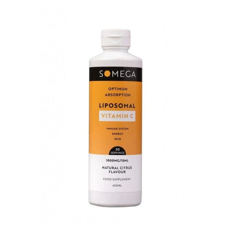 SOMEGA Liposomal Vitamin C Liquid - Natural Citrus Flavour - 450ml - Optimum Absorption for Immune System, Energy & Skin - 30 Servings