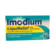 Imodium LiquiRelief Capsules 2mg 12 Pack - Glen Pharmacy image