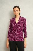 Hobbs Burgundy Aimee Printed V Neck 3/4 Sleeve Top