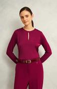 Hobbs Burgundy Savannah Key Hole Long Sleeve Top