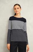 Hobbs Navy Constance Cotton Striped Long Sleeve Top