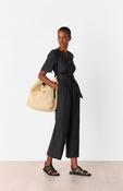 Whistles Black Fiona Linen Button Jumpsuit