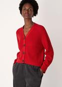 Whistles Red V Neck Cotton Cardigan