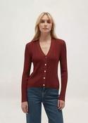 Hobbs Etta Ribbed Cardigan Brick Brown