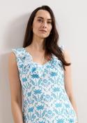 Phase Eight Rhona Blue Print Ruffle Linen Blouse