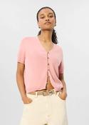 Whistles Pink Short Sleeve Button Front Knit image