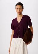 Whistles Plum Short Sleeve Button Front Knit image