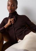 Whistles Chocolate Crew Neck Scarf Cardigan