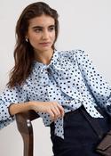 Phase Eight Coco Polka Dot Tie Neck Blouse Blue image