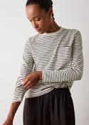 WHISTLES Brown Stripe Crew Neck Pocket Top image