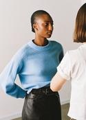 Whistles Pale Blue Wool Mix Curved Hem Knit