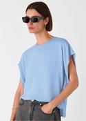 Whistles Blue Short Sleeve Crepe Shell Top