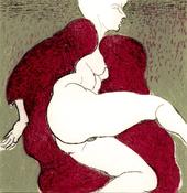 Domestic Intimacy, Red Robe, Khaki Background image
