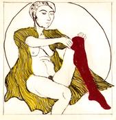 Domestic Intimacy, Red Stocking, Yellow Robe