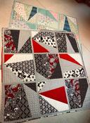Fractured Squares quilt kit, in black, white and red image