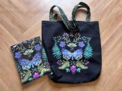 Carry all bag kit in canvas cotton Black with flowers