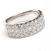 Diamond 3 row ring in white gold