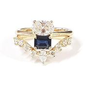 Sapphire and Diamond 2 stone engagement ring