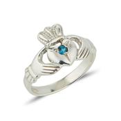 Ladies Gemstone Claddagh Ring in Platinum image