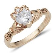 Aoine 5mm Birthstone Claddagh Ring in Gold