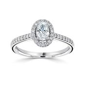 Oval Diamond halo cluster ring 3/4 carat