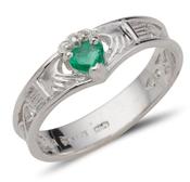 Birthstone Wishbone Claddagh Ring in Sterling Silver image