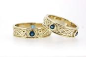 Celtic ring set lovers knot gemstones in 9ct Gold image