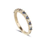 18ct yellow gold diamond and sapphire eternity ring