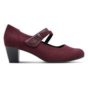 Jana  Block Heeled Cross Strap Pumps - 24464-42 - Burgundy Suede image
