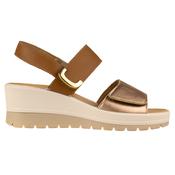 Imac Ladies Wide Fit Wedge Sandals- 108250 - Tan/Gold image