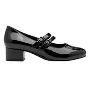 Jana Ladies  Block Heeled Mary Jane Pumps - 24366-45 - Black Patent