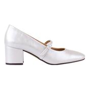 Ladies Leather Dancing Shoes - Silver image
