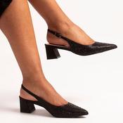 Lunar  Block Heeled Sling Back Pumps - Milan - Black image